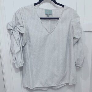 Skies Are Blue Womens Stripe Woven Dress Top Blouse Size L Large